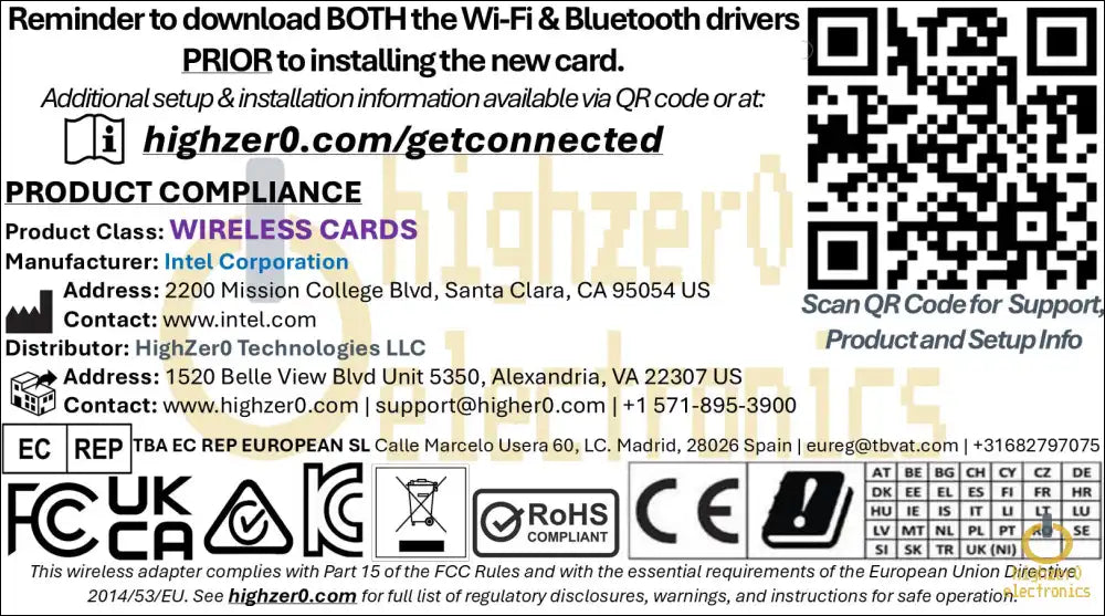 HIGHZER0 ELECTRONICS LEGACY WIFI 4 & 5 CARD HALF MINI PCIE, INTEL SMART CONNECT, ONLINE GAMING WIRELESS-N 7260 NETWORK | 300 MBPS