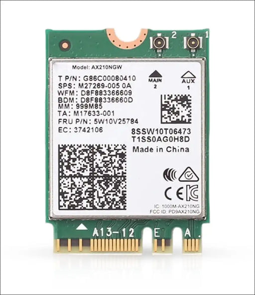 HIGHZER0 ELECTRONICS WIFI 6E CARD INTEL AX210, ADAPTER, MODEL AX210NGW FOR | TRI-BAND 2.4/5/6 GHZ | UP TO 2.4 GBPS | M.2 PCS | BLUETOOTH