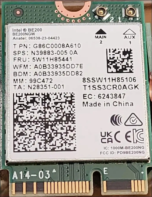 HIGHZER0 ELECTRONICS WIFI 7 CARD INTEL WI-FI, ADVANCED TECHNOLOGIES MU-MIMO, ORTHOGONAL FREQUENCY-DIVISION MULTIPLE 282726 NT BE200.NGWG.NV