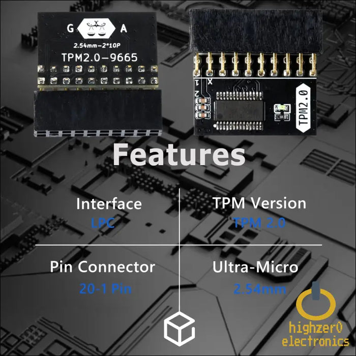 Replacement Tpm2.0 Encryption Security Module 20-1 Pin 2 * 10p Tpm Ga Remote Card Compatible with Win11 2.0 System for Gigabyte Platform