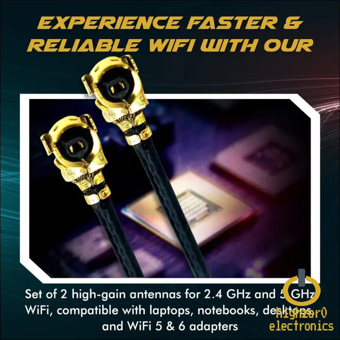 Wifi Antenna for Pc Laptop Desktop & Motherboard | 2.4ghz/5ghz/6ghz | 4th Generation U.fl (compatible with Mhf4) Connectors on M2 Wi-fi