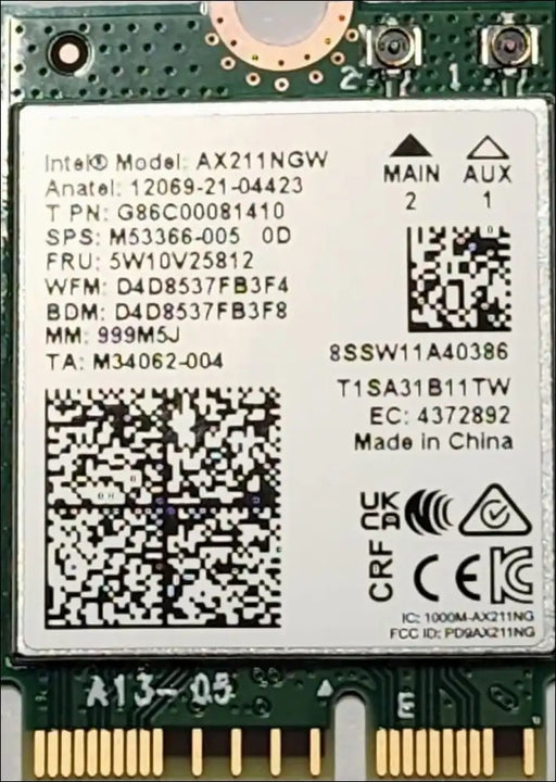 HIGHZER0 ELECTRONICS WIFI 6E CARD TRI BAND, AX211 MODULE, CNVIO2 ADAPTER W/TRI 2.4 | 5 | & 6GHZ AX211NGW 2.4GBPS 802.11AX WIRELESS CRF