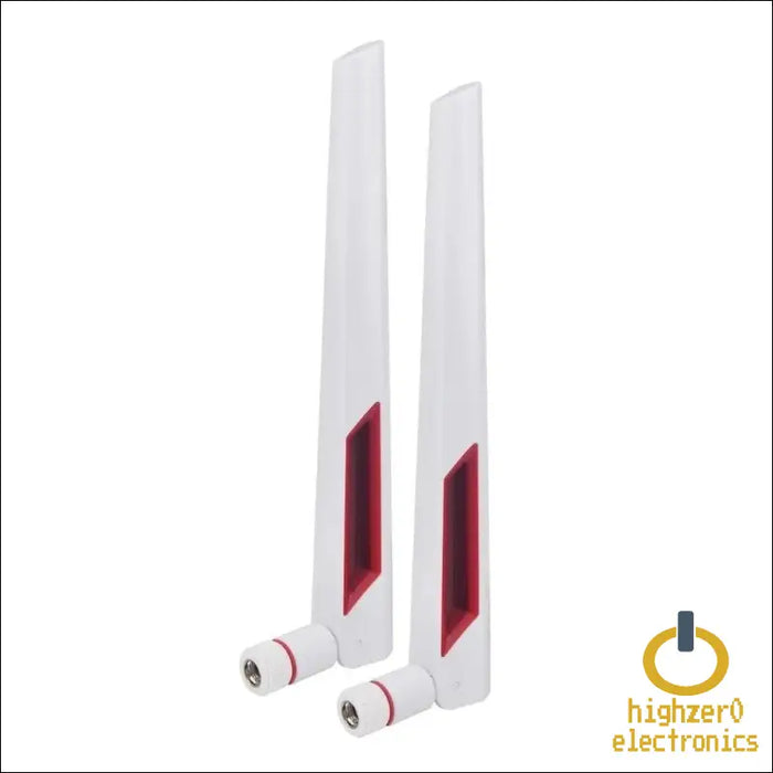 White and Red 10dbi Dual Band Signal Booster Wi-fi Antennas (2.4ghz/5ghz-5.8ghz) with Rp-sma Male Connector for Wireless Camera Router